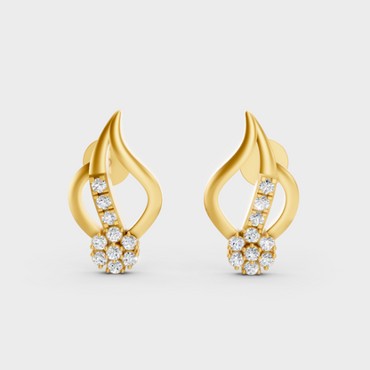Radiant Yellow Gold Solitaire Earrings With Certified 0.20 Ct Total Weight Diamonds 