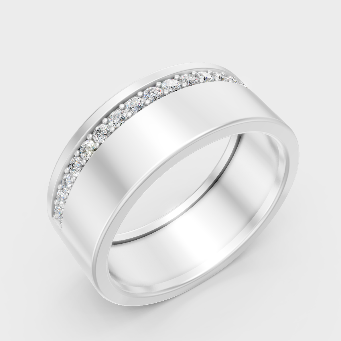 9K White Gold Round-Shaped Lab-Grown Diamond Men’s Ring With Clean Design
