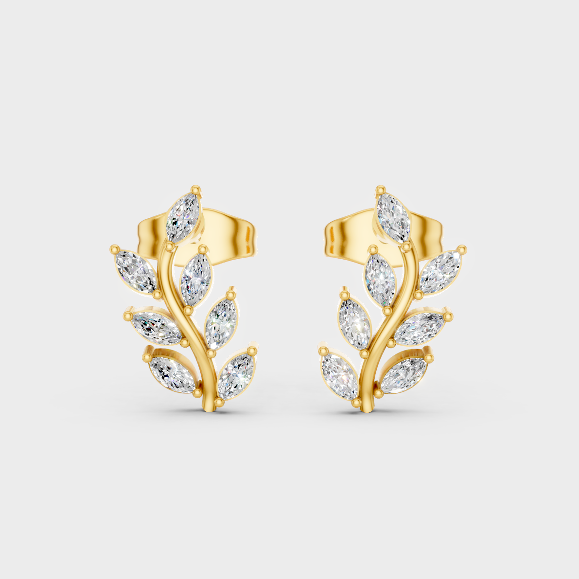 Radiant Yellow Gold Solitaire Earrings With Certified 0.34 Ct Total Weight Diamonds 