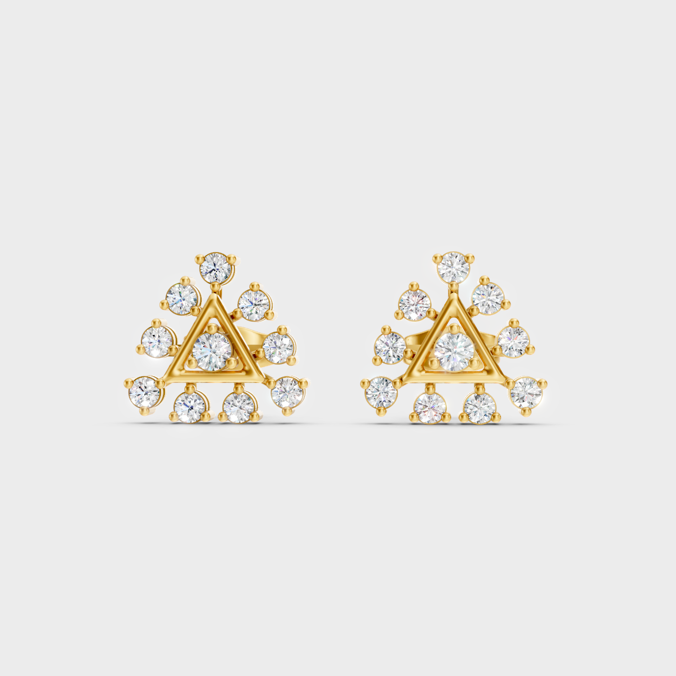 Radiant Yellow Gold Solitaire Earrings With Certified 0.76 Ct Total Weight Diamonds