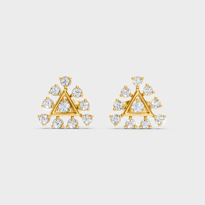 Radiant Yellow Gold Solitaire Earrings With Certified 0.76 Ct Total Weight Diamonds