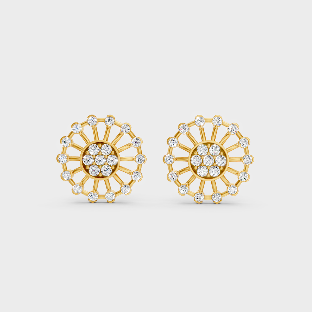 Radiant Yellow Gold Solitaire Earrings With Certified 0.70 Ct Total Weight Diamonds 