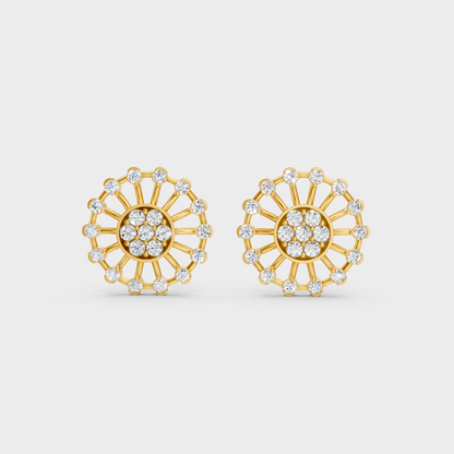 Radiant Yellow Gold Solitaire Earrings With Certified 0.70 Ct Total Weight Diamonds 