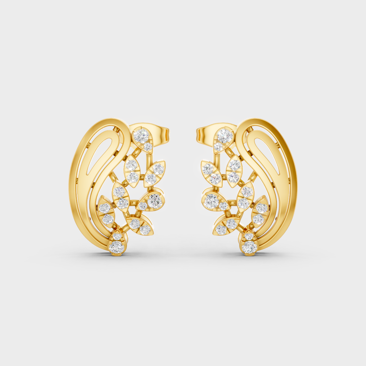 Radiant Yellow Gold Solitaire Earrings With Certified 0.46 Ct Total Weight Diamonds