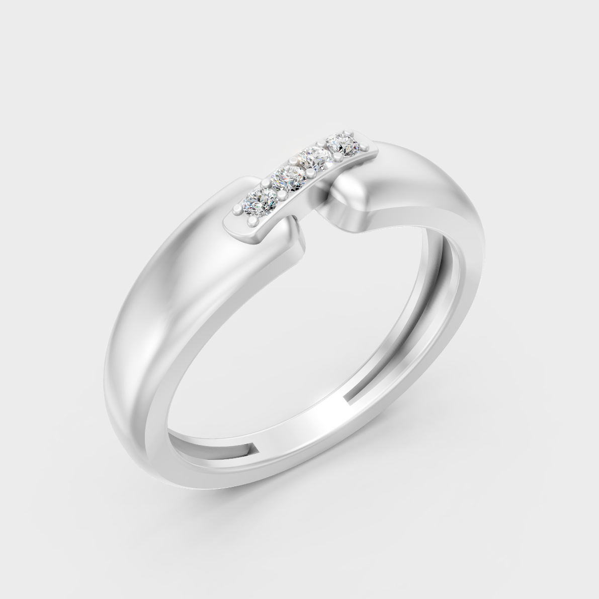 9K White Gold Round-Shaped Lab-Grown Diamond Men’s Ring With Clean Design