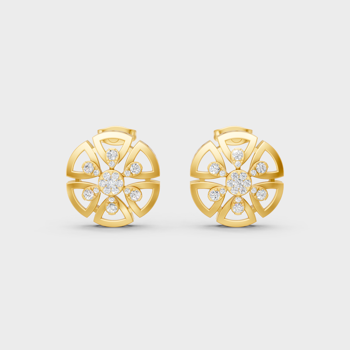 Radiant Yellow Gold Solitaire Earrings With Certified 0.52 Ct Total Weight Diamonds