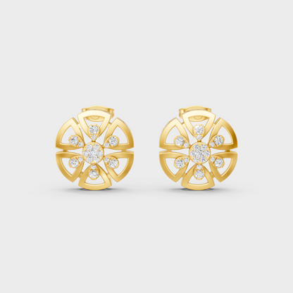 Radiant Yellow Gold Solitaire Earrings With Certified 0.52 Ct Total Weight Diamonds