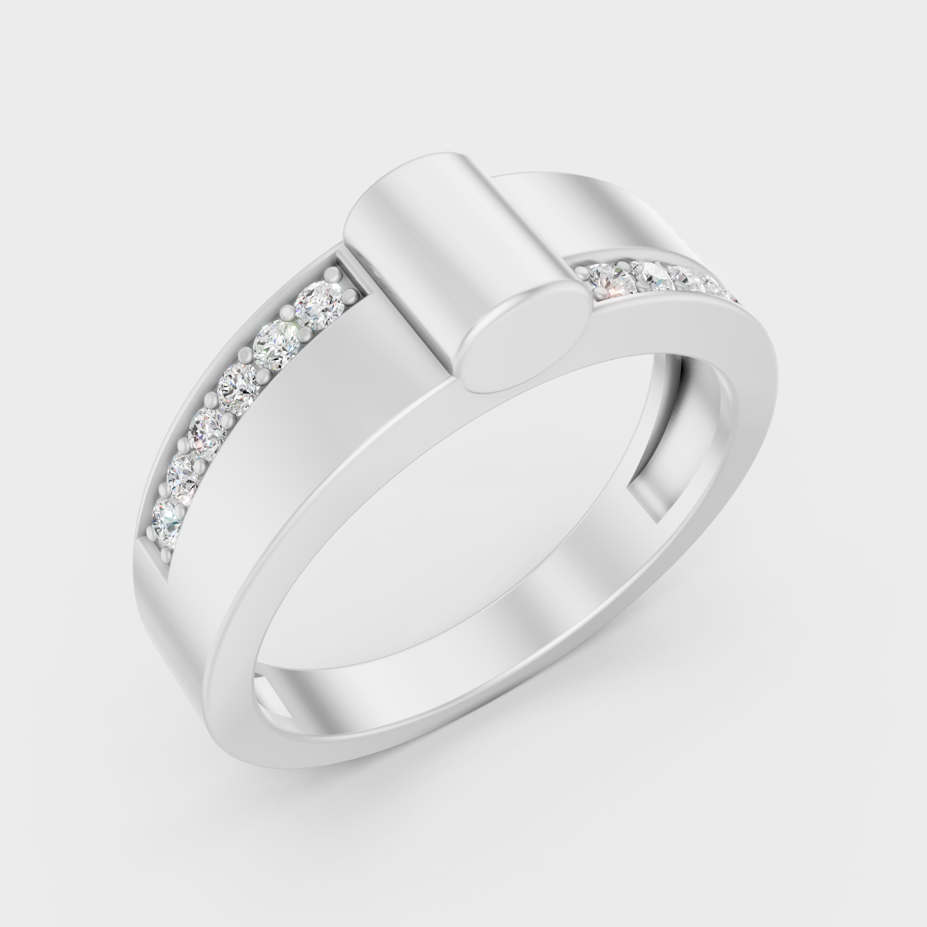 9K White Gold Round-Shaped Lab-Grown Diamond Men’s Ring With Clean Design