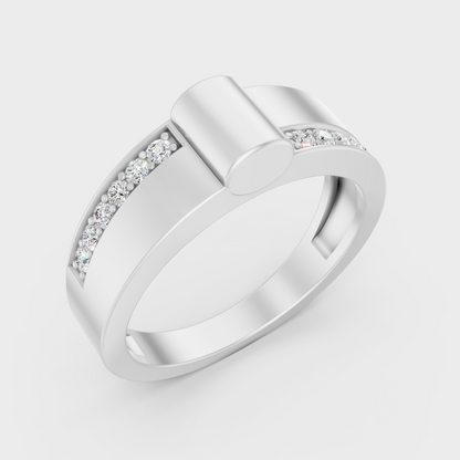 9K White Gold Round-Shaped Lab-Grown Diamond Men’s Ring With Clean Design