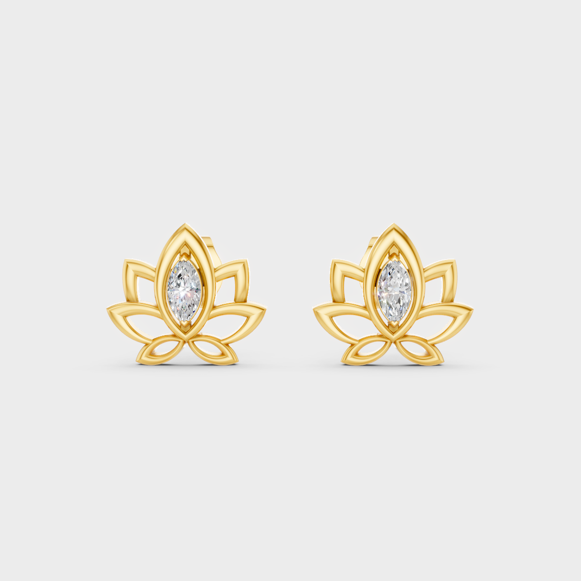 Radiant Yellow Gold Solitaire Earrings With Certified 0.30 Ct Total Weight Diamonds
