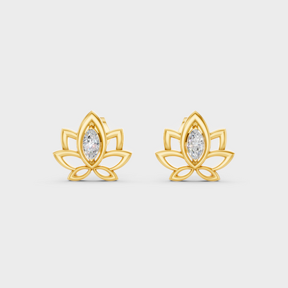 Radiant Yellow Gold Solitaire Earrings With Certified 0.30 Ct Total Weight Diamonds