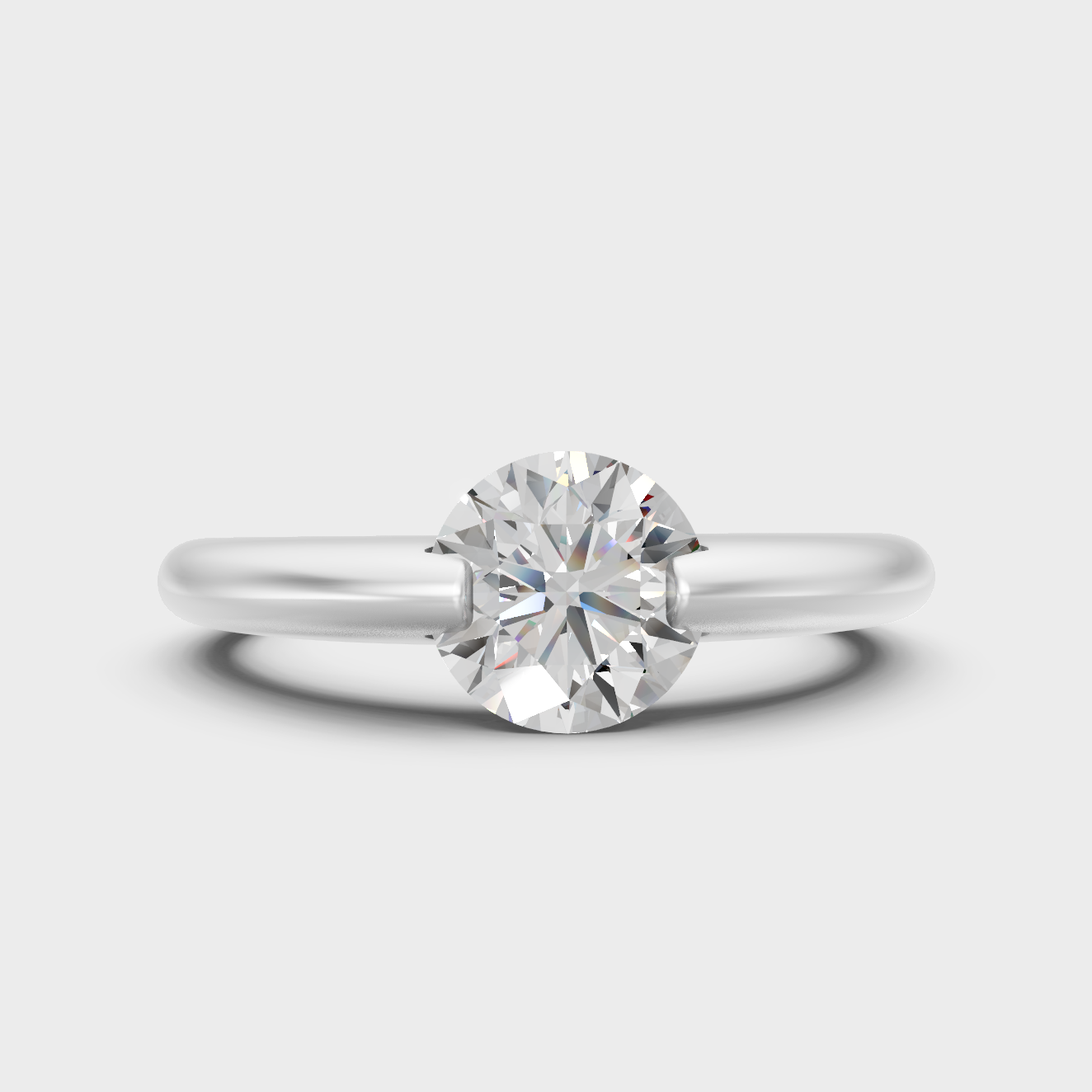 White Gold Round Engagement Ring With Certified Lab Diamond