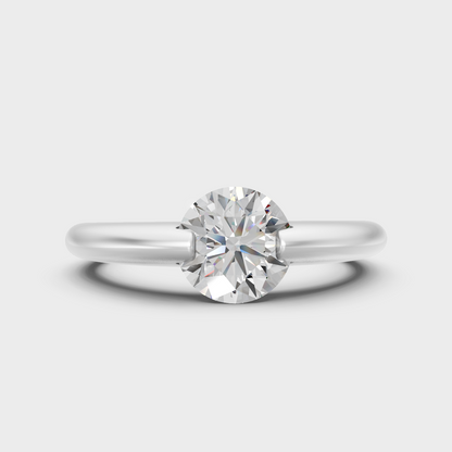 White Gold Round Engagement Ring With Certified Lab Diamond
