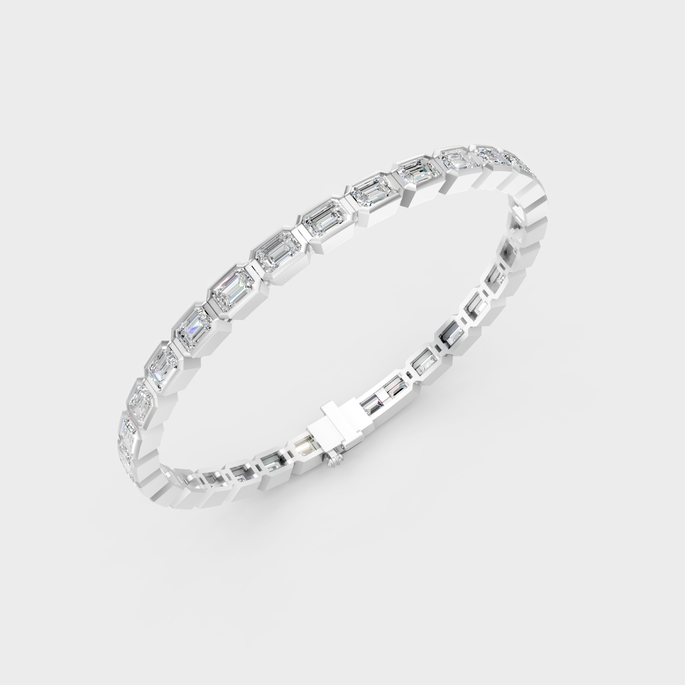 9.30 Ct Emerald Cut Lab-Grown Diamond Tennis Bracelet in
