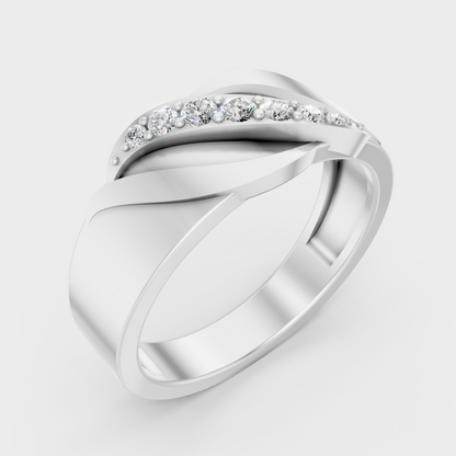 9K White Gold Round-Shaped Lab-Grown Diamond Men’s Ring With Clean Design