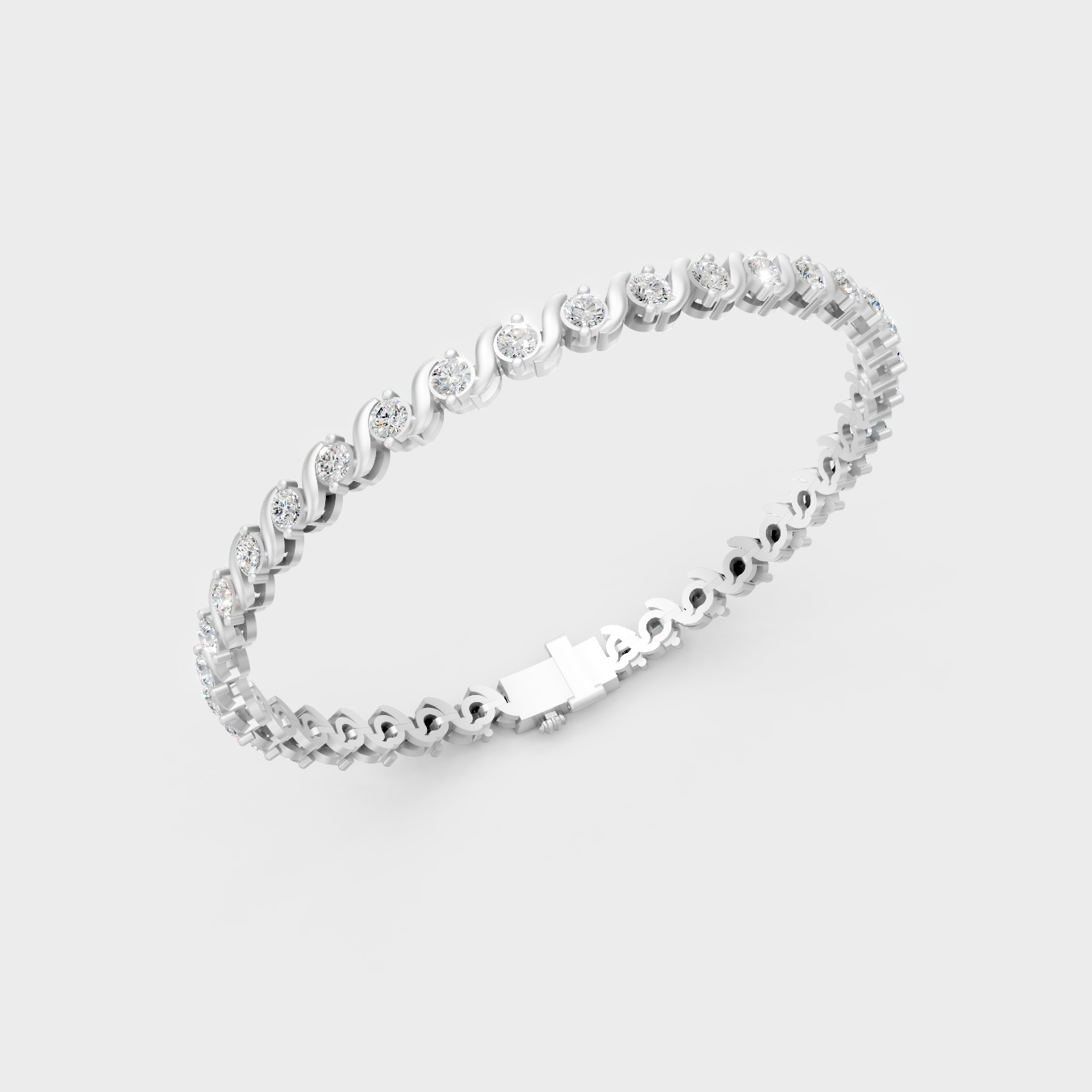 Luxury Round Diamond Bracelet White Gold Jewelry
