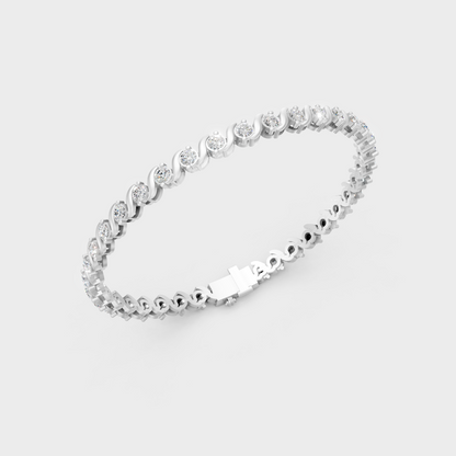 Luxury Round Diamond Bracelet White Gold Jewelry