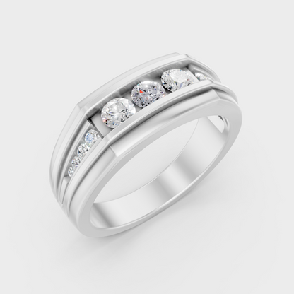 9K White Gold Round-Shaped Lab-Grown Diamond Men’s Ring With Clean Design