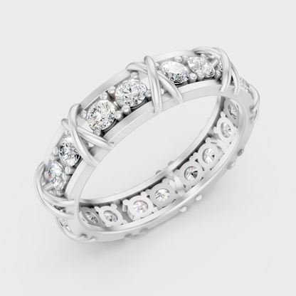 High-Polish 950 Platinum Men’s Round Lab Diamond Band For Refined Brilliance