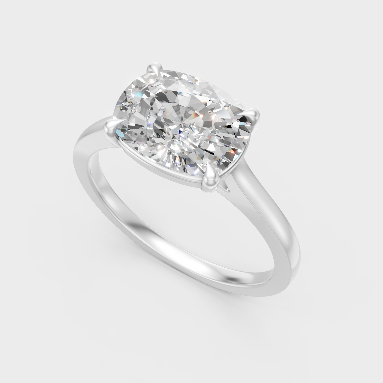 Sleek 18K White Gold Cushion Diamond Ring Featuring IGI Certified Brilliance