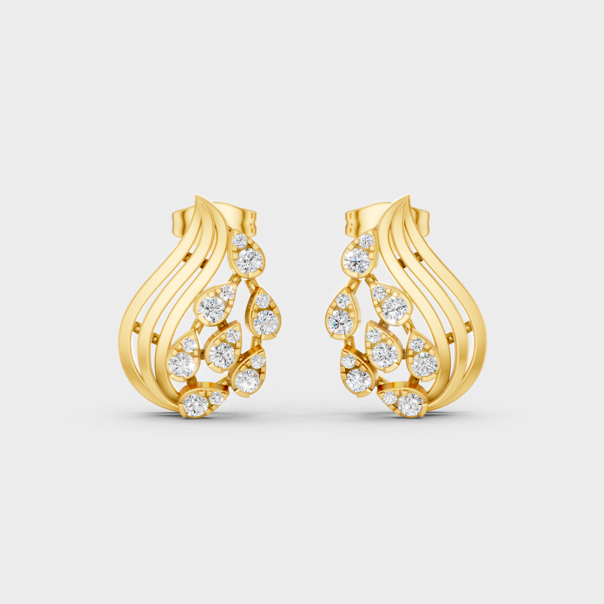 Radiant Yellow Gold Solitaire Earrings With Certified 0.50 Ct Total Weight Diamonds