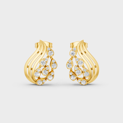 Radiant Yellow Gold Solitaire Earrings With Certified 0.50 Ct Total Weight Diamonds