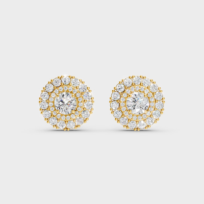 Radiant Yellow Gold Solitaire Earrings With Certified 2.24 Ct Total Weight Diamonds