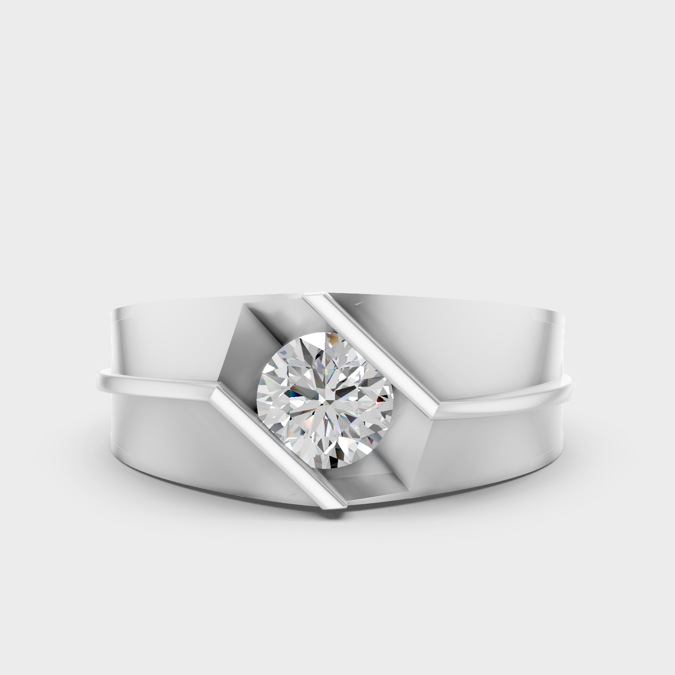 White Gold Mens Round Diamond Ring Certified Fine Jewelry