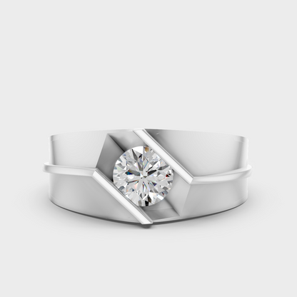 White Gold Mens Round Diamond Ring Certified Fine Jewelry