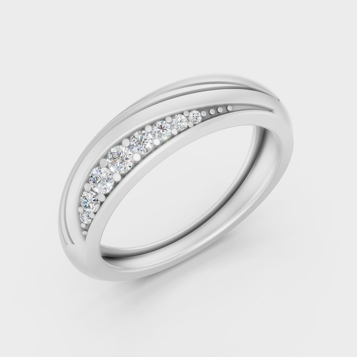 9K White Gold Round-Shaped Lab-Grown Diamond Men’s Ring With Clean Design