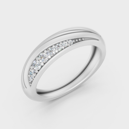 9K White Gold Round-Shaped Lab-Grown Diamond Men’s Ring With Clean Design
