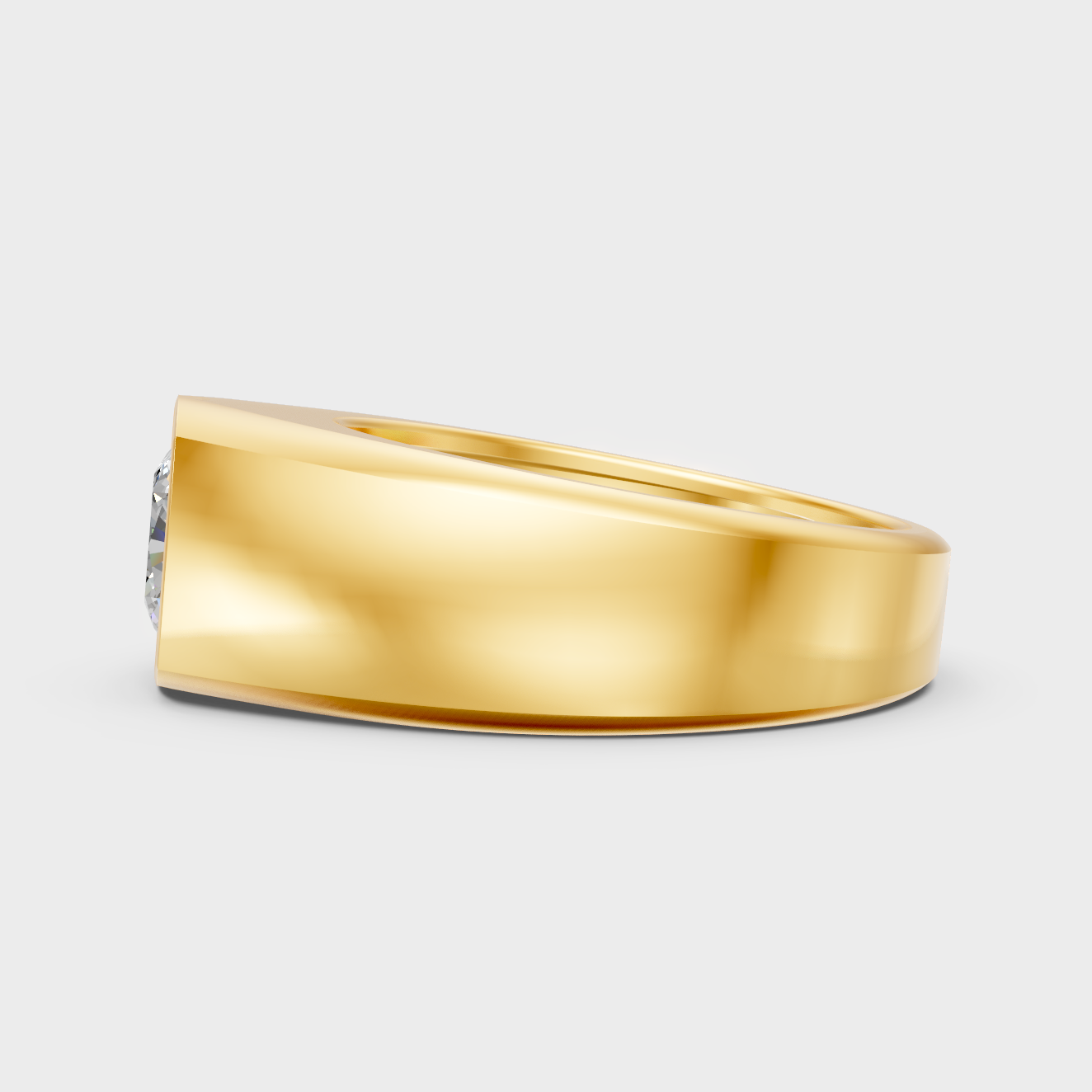 Elegant Mens Cushion Diamond Ring In Yellow Gold