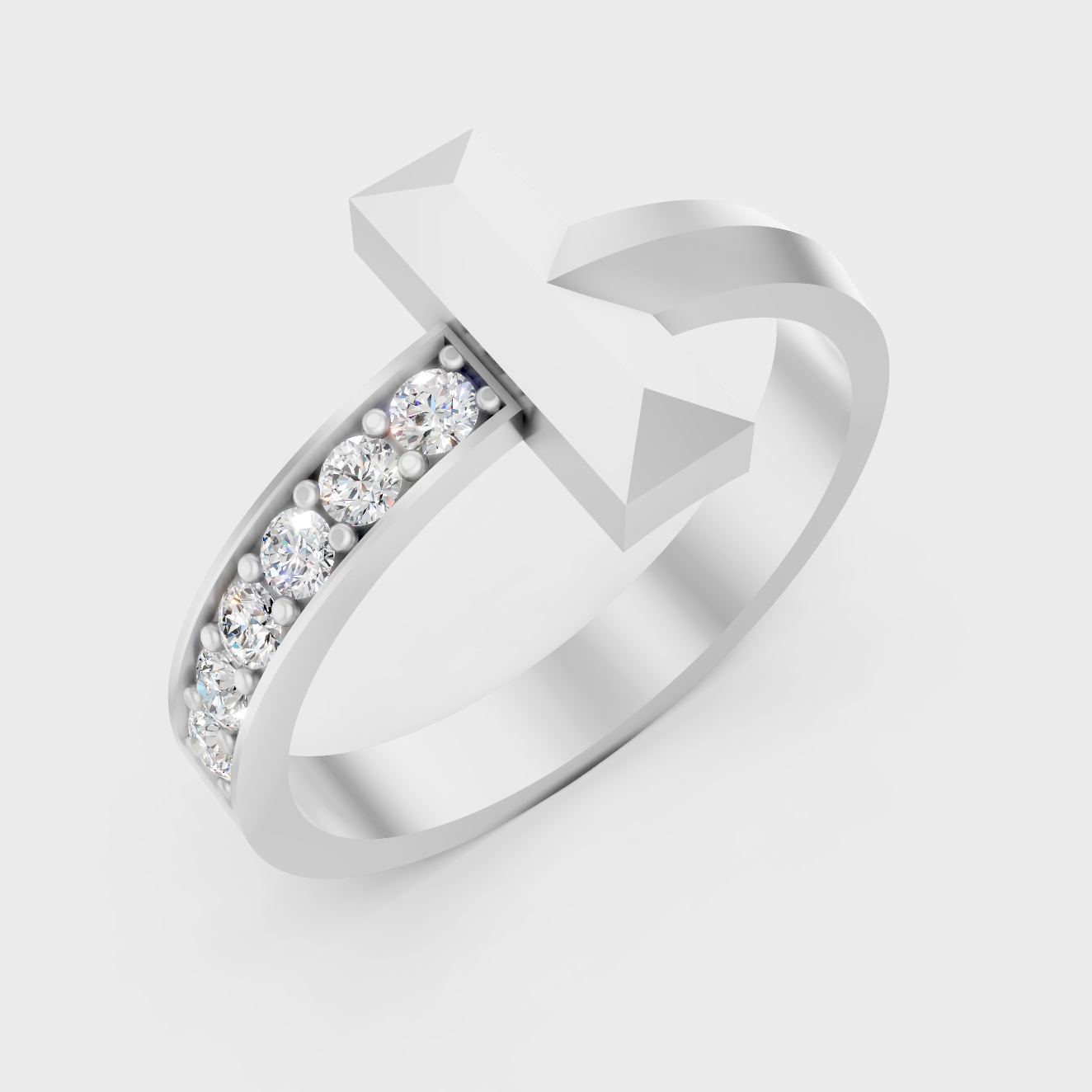 9K White Gold Round-Shaped Lab-Grown Diamond Men’s Ring With Clean Design