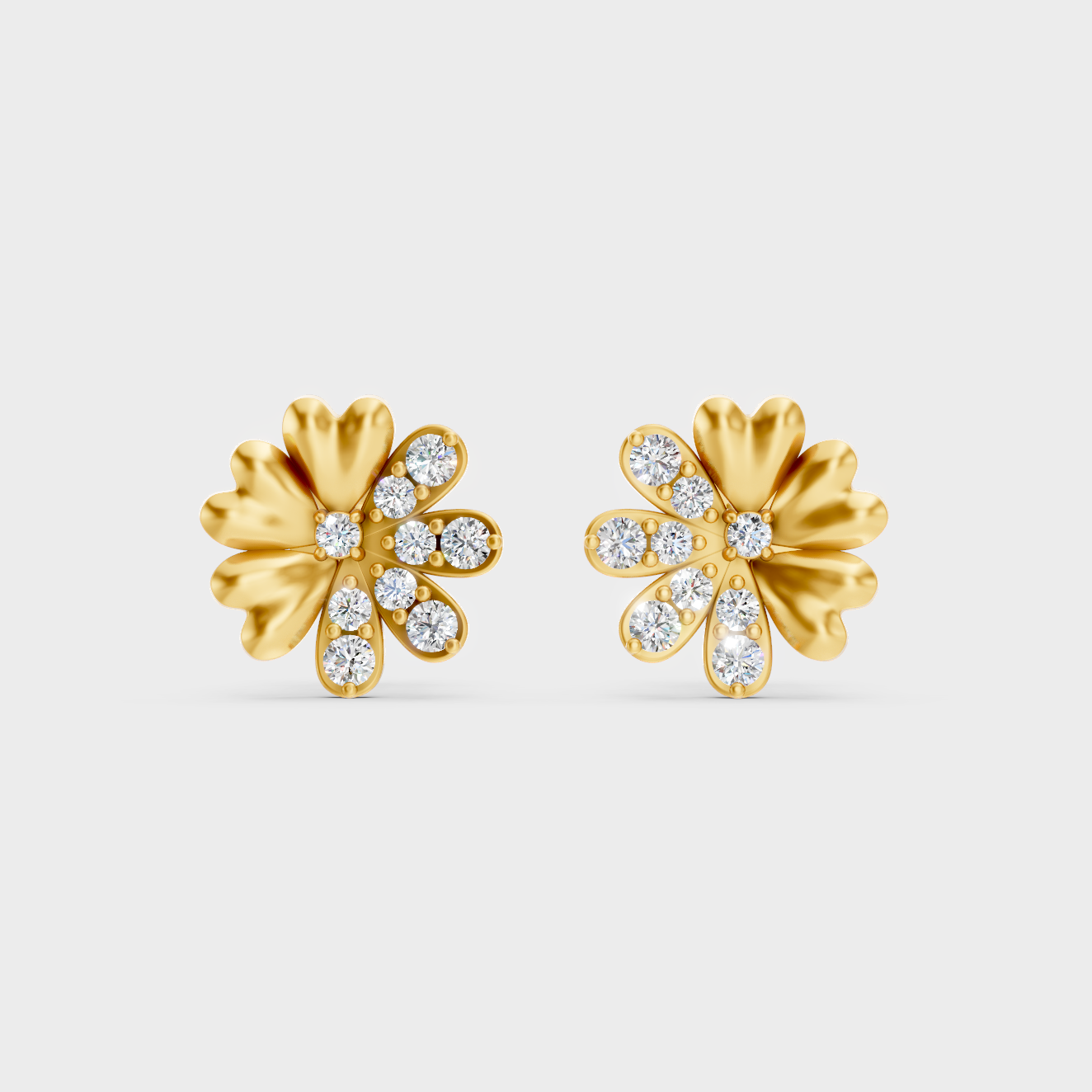 Radiant Yellow Gold Solitaire Earrings With Certified 0.34 Ct Total Weight Diamonds