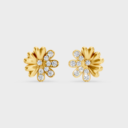 Radiant Yellow Gold Solitaire Earrings With Certified 0.34 Ct Total Weight Diamonds