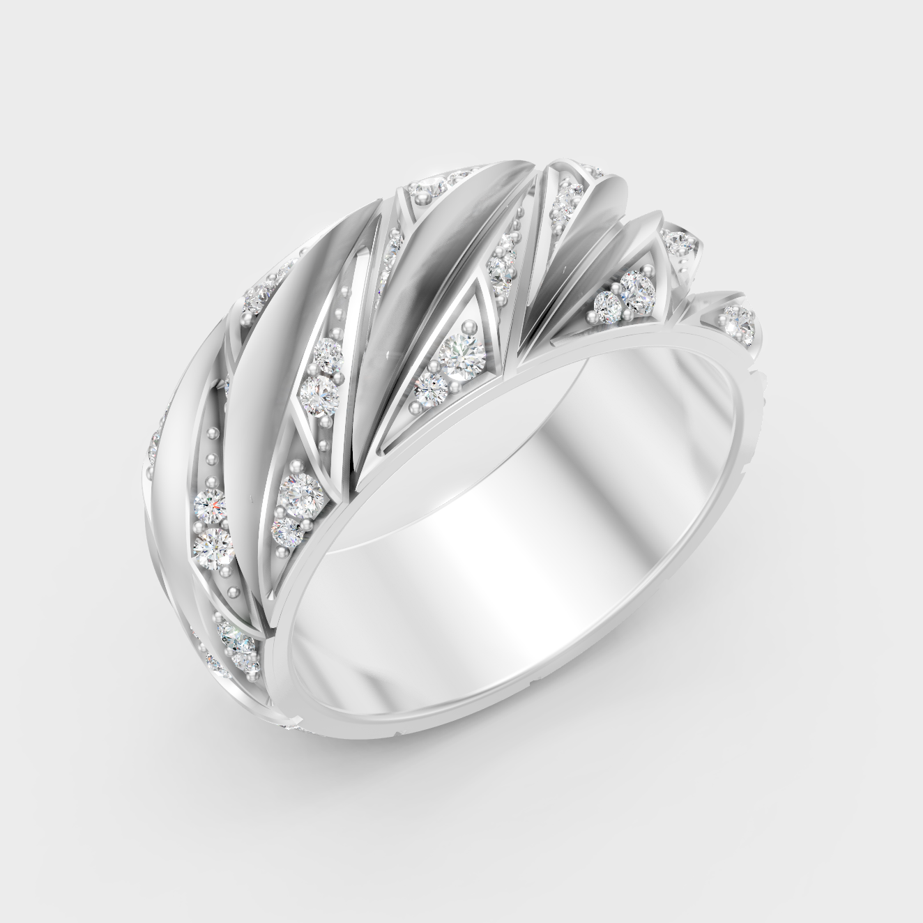 High-Polish 950 Platinum Men’s Round Lab Diamond Ring For Refined Brilliance