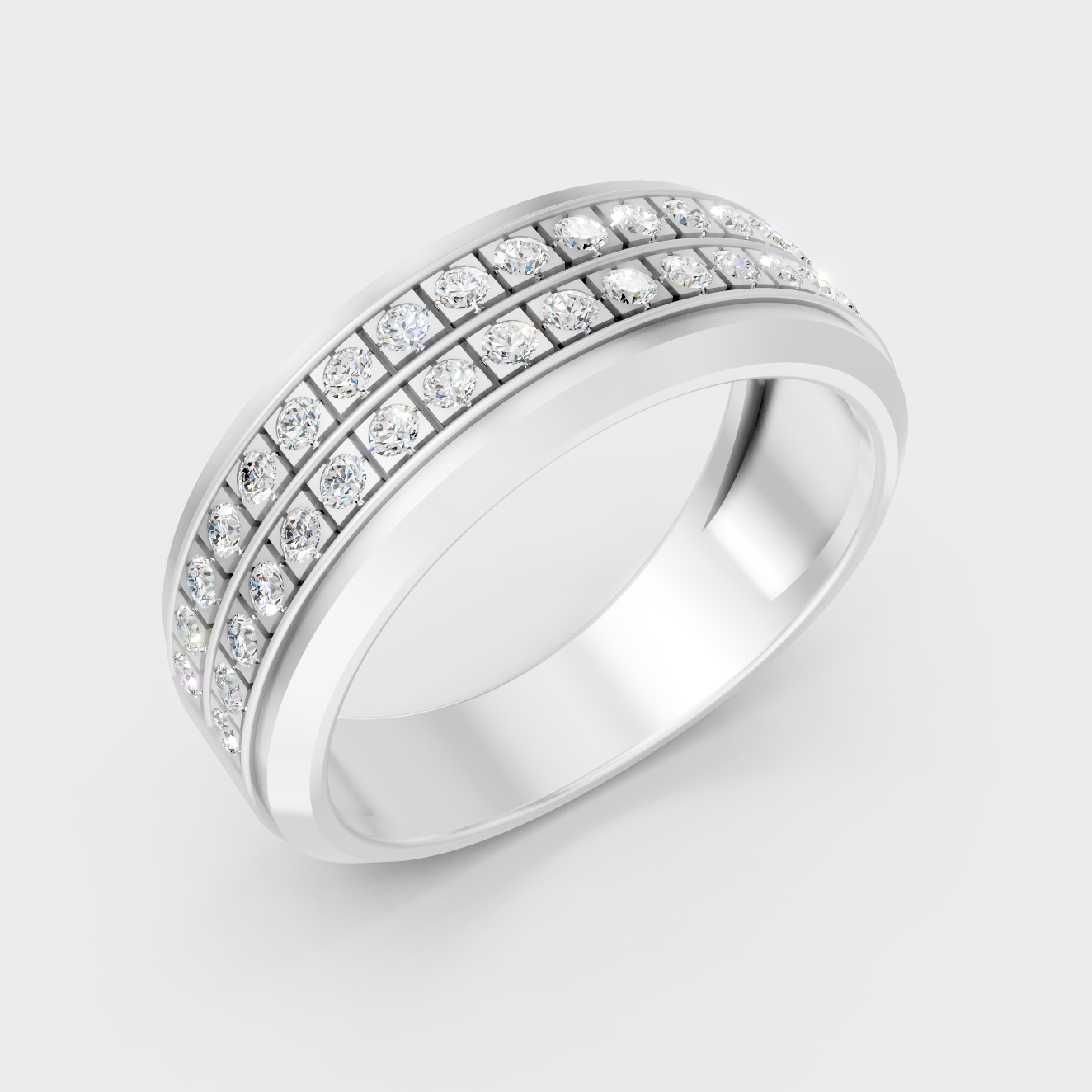 9K White Gold Round-Shaped Lab-Grown Diamond Men’s Ring With Clean Design
