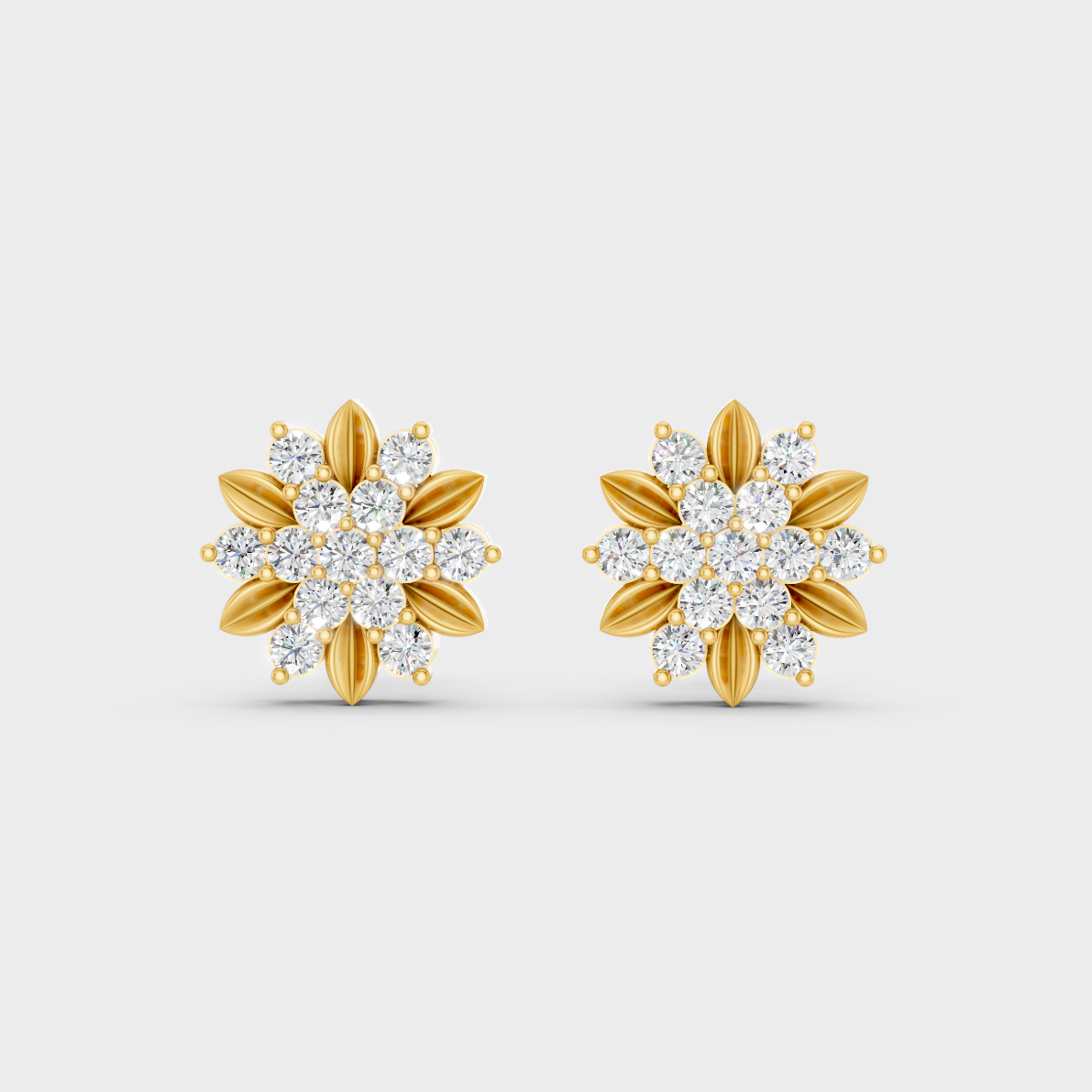Radiant Yellow Gold Solitaire Earrings With Certified 0.90 Ct Total Weight Diamonds