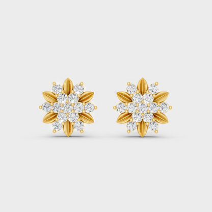 Radiant Yellow Gold Solitaire Earrings With Certified 0.90 Ct Total Weight Diamonds