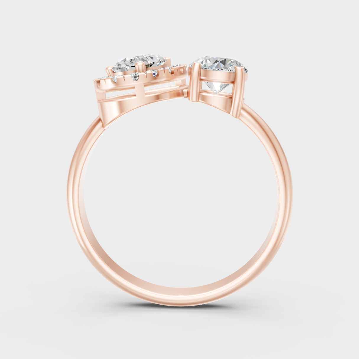 Blush Rose Gold Ring With Hallmarked Pear Lab-Grown Diamond Halo Detail