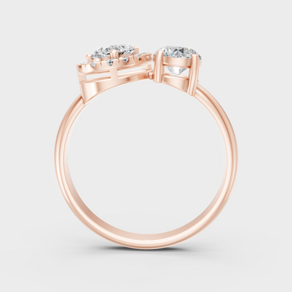 Blush Rose Gold Ring With Hallmarked Pear Lab-Grown Diamond Halo Detail