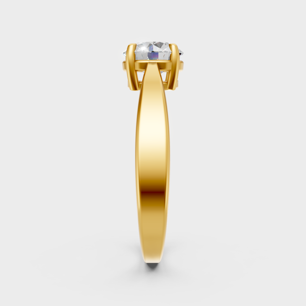 Premium Round Cut Lab Grown Diamond Ring In 9K Yellow Gold Classic Style