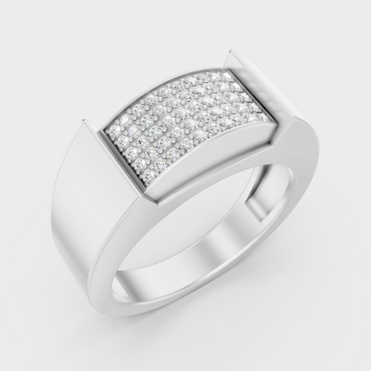 
9K White Gold Round-Shaped Lab-Grown Diamond Men’s Ring With Clean Design