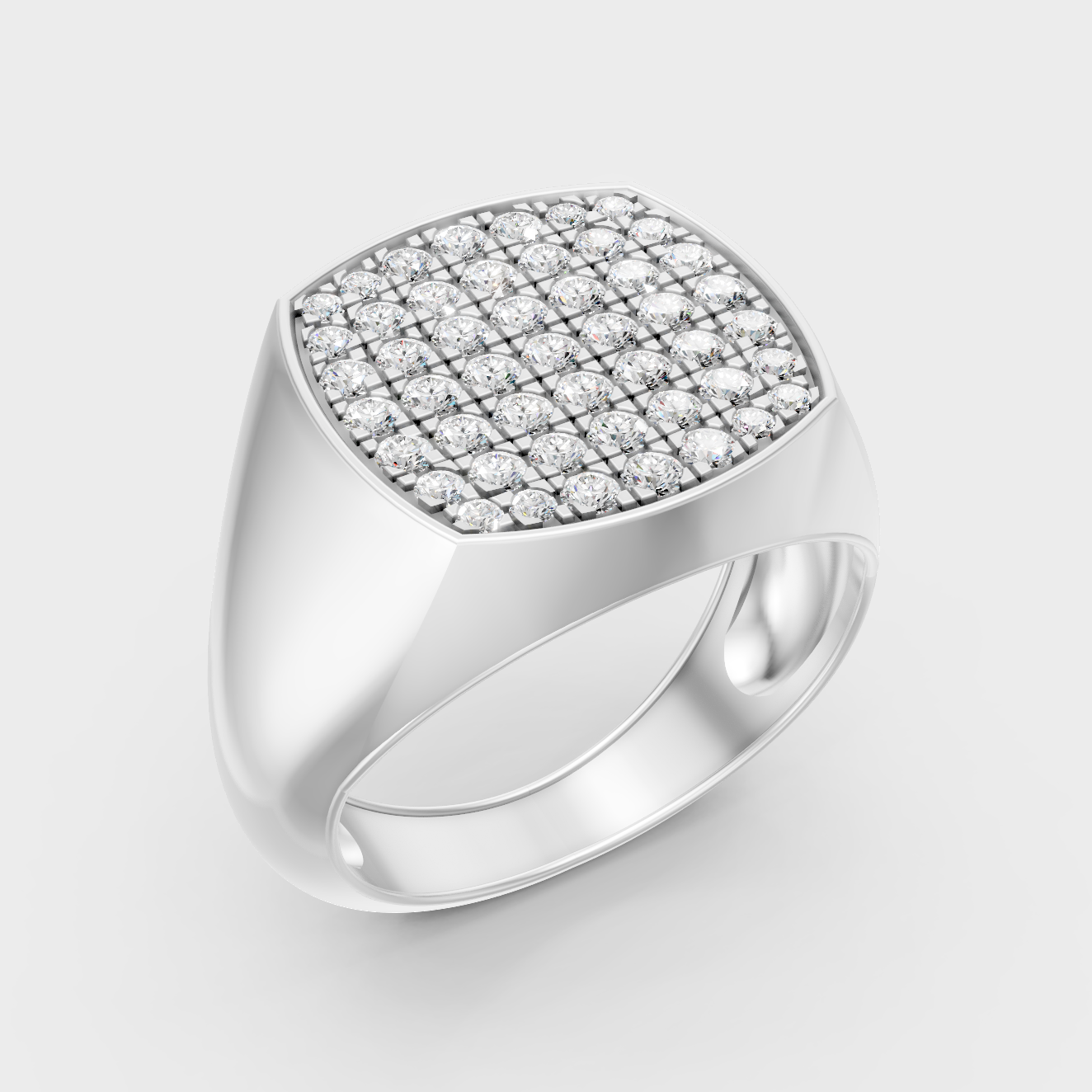 9K White Gold Round-Shaped Lab-Grown Diamond Men’s Ring With Clean Design