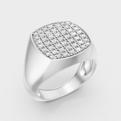9K White Gold Round-Shaped Lab-Grown Diamond Men’s Ring With Clean Design