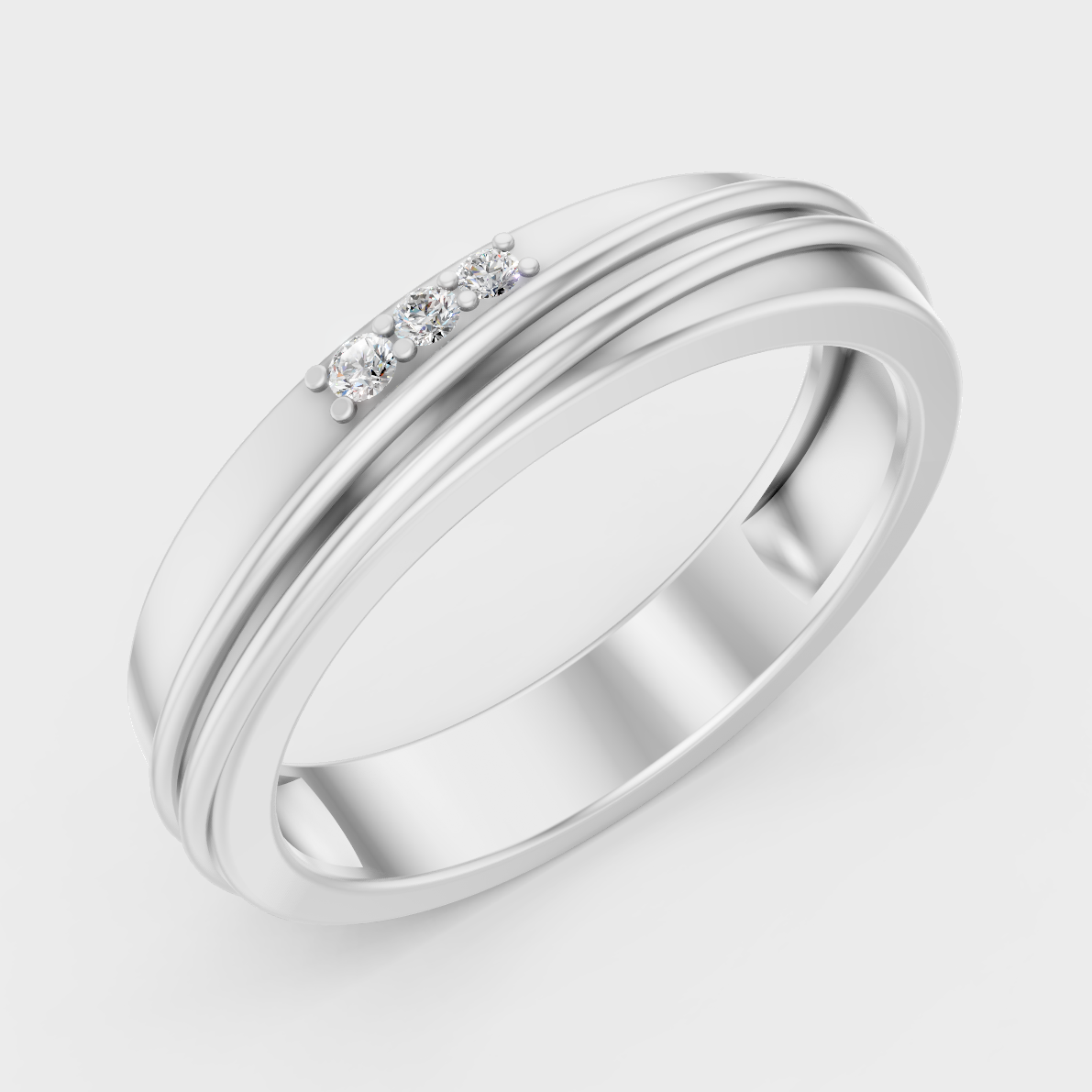 9K White Gold Round-Shaped Lab-Grown Diamond Men’s Ring With Clean Design