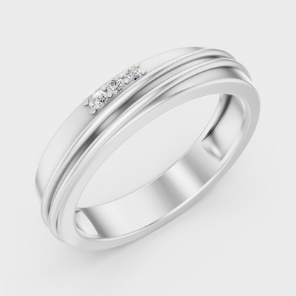 9K White Gold Round-Shaped Lab-Grown Diamond Men’s Ring With Clean Design