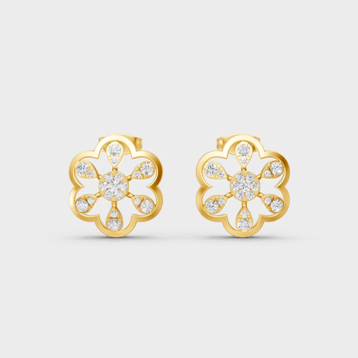 Radiant Yellow Gold Solitaire Earrings With Certified 0.60 Ct Total Weight Diamonds
