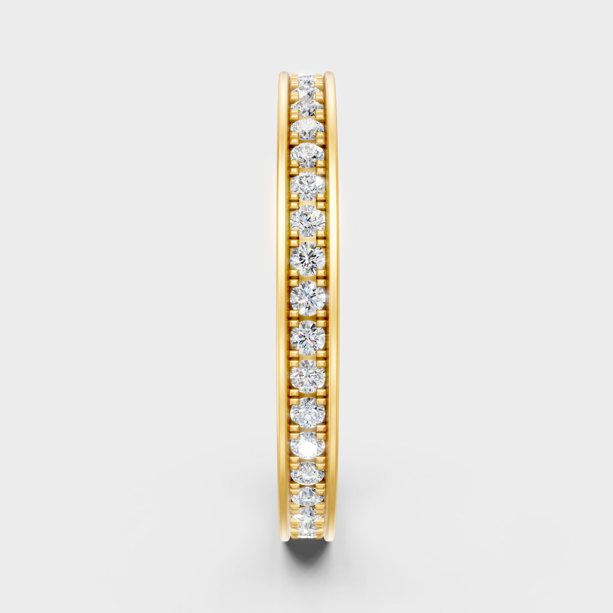 Sustainable Yellow Gold Wedding Band With A Brilliant Round Diamond