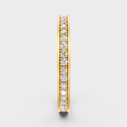 Sustainable Yellow Gold Wedding Band With A Brilliant Round Diamond